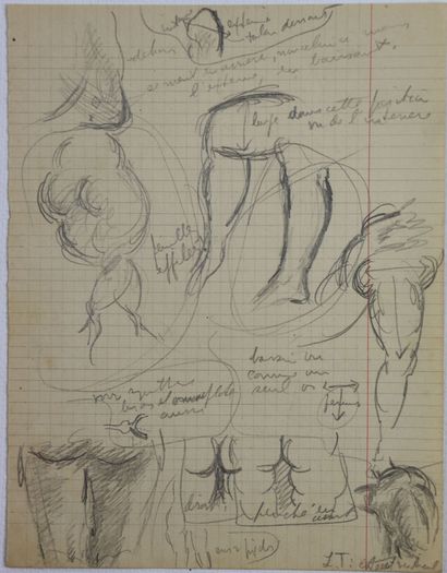 null Morgan RUSSELL (1886-1953).

Etudes de corps et annotations.

Ensemble de onze...