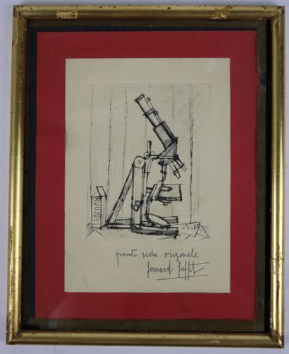 null Bernard BUFFET (1928-1999).

Le Microscope.

Gravure à la pointe sèche sur papier...