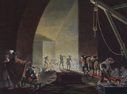  Christian August LORENTZEN (1746-1828). 
L'intérieur d'une fonderie de fer comme...