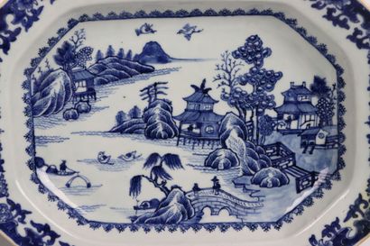 null CHINE.

Paire de plats en porcelaine à décor en camaïeu bleu de pagodes.

XVIIIème...