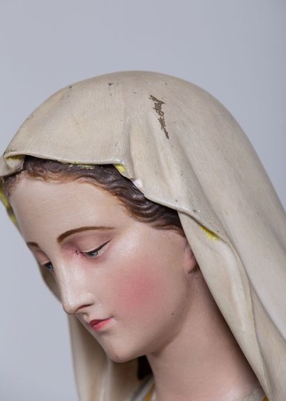 null LA STATUE RELIGIEUSE.

Vierge Marie. 

Importante sculpture en plâtre polychrome.

H_103...
