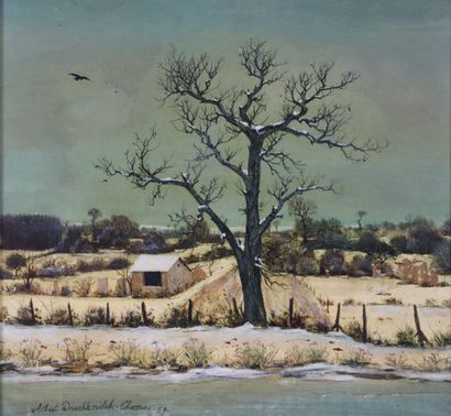 null Albert DRACHKOVITCH-THOMAS (né en 1928).

Le vieil arbre en hiver.

Tempera...