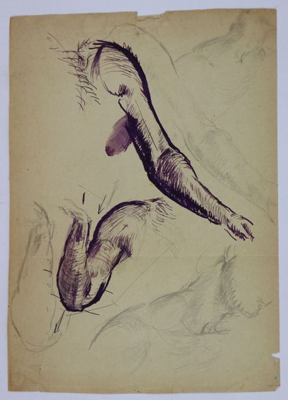 null Morgan RUSSELL (1886-1953).

Etudes de bras.

Ensemble de quatre dessins, à...