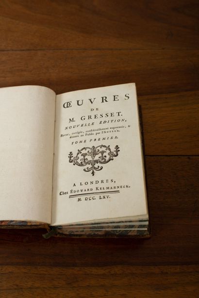  GRESSET. 
Oeuvres. 
Londres, Edouard Kelmarneck, 1765. 
2 volumes In-12°