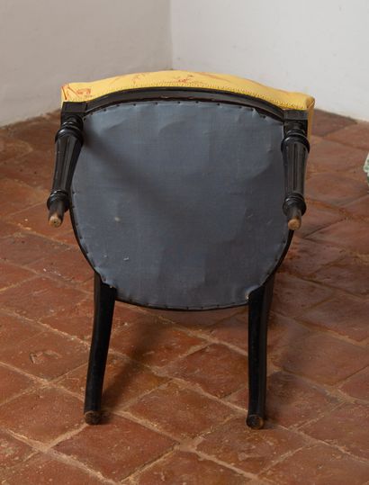 null Paire de chaises en bois noirci et cartouche doré.

Epoque Napoléon III.

Garniture...