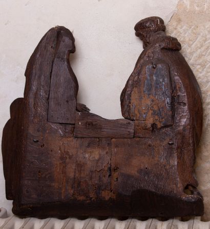 null Sainte Anne et Saint Joachim. 

Importante sculpture d'applique en chêne sculpté.

XVIIème...