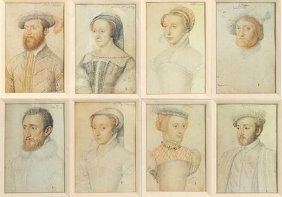 null Suite de huit reproductions de dessins figurant des portraits d'hommes et femmes...