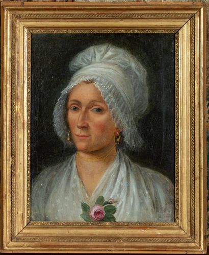 Ecole française vers 1800. 
Portrait de femme...
