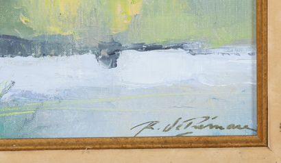 null Richard De PREMARE (1936). 

Au bord de l'étang. 

Huile sur toile, signée en...