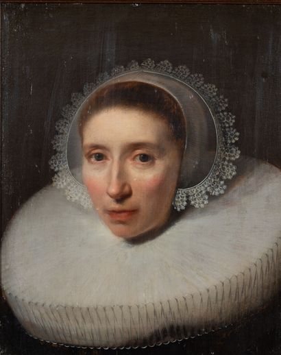 null Ecole flamande du début du XVIIème siècle. 

Portrait de femme à la collerette....