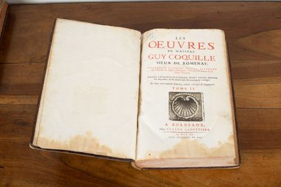  COQUILLE (Guy). 
Les oeuvres des maistre Guy Coquille, sieur de Romenay, contenant...