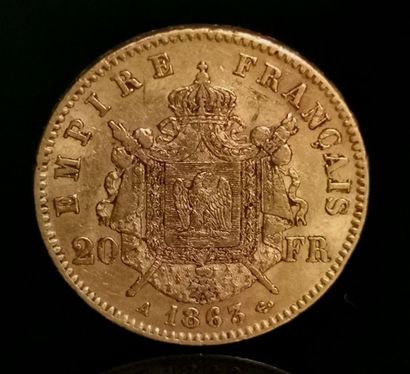 null Pièce de 20 francs or Napoléon III, tête laurée. 

1863.
