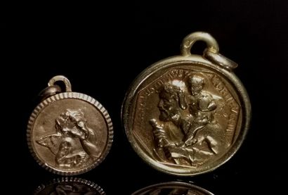 null Deux médailles religieuses en or, gravées.

6,24 grammes