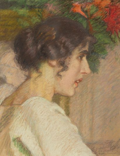 null Mary PIRIOU (1881-1956).

Portrait de Mme Piriou à Pont Aven.

Pastel sur papier,...