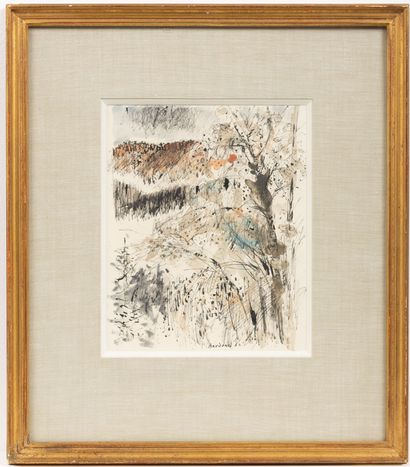 null Guy BARDONE (1927-2015).

Arbre et neige.

Encre et aquarelle sur papier, signée...