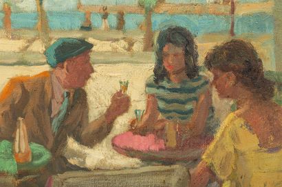 null Margaret Ross HISLOP (1894-1972).

Bord de plage. 

Huile sur toile, signée...