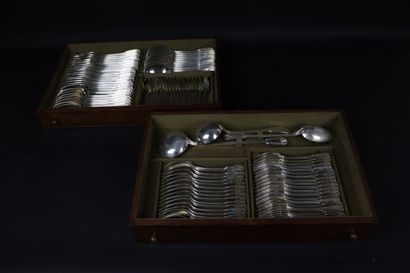 null 
Silver cutlery set, shell model, including: 




-eight large flatware, 




-eighteen...