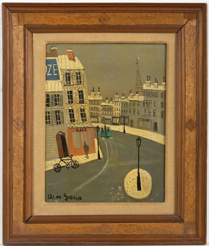 null Armand Marie GUERIN (1913-1983).

Rue de Paris. 

Huile sur panneau, signée...