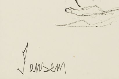 null Jean JANSEM (1920-2013).

Femme aux mains jointes.

Dessin à l'encre, signé...