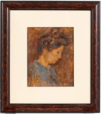 null Léon Ernest DRIVIER (1878-1951).

Portrait d'Amélie Drivier.

Huile sur panneau,...
