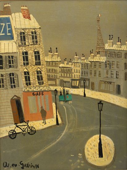 null Armand Marie GUERIN (1913-1983).

Rue de Paris. 

Huile sur panneau, signée...