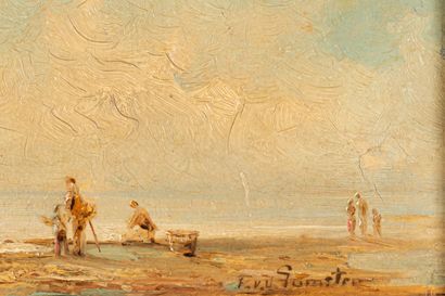 null Willem Antonie VAN DE GUMSTER (1825-1883) ? 

La plage.

Huile sur panneau signée...