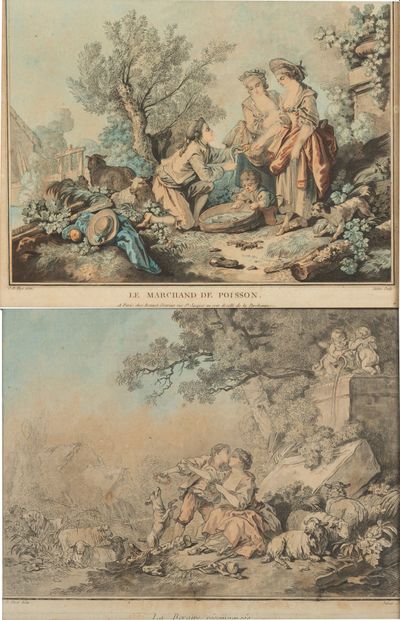 null C.L. JUBIER (XVIII), d'après Jean-Baptiste I HUET (1745-1811).

La bergère récompensée...
