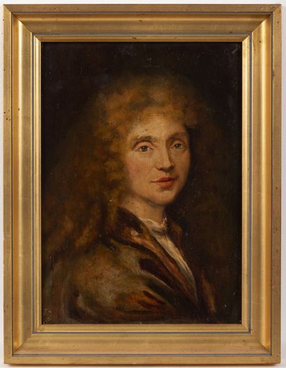 null École française du XIXème siècle.

Portrait présumé de Molière.

Huile sur panneau.	

H_33...