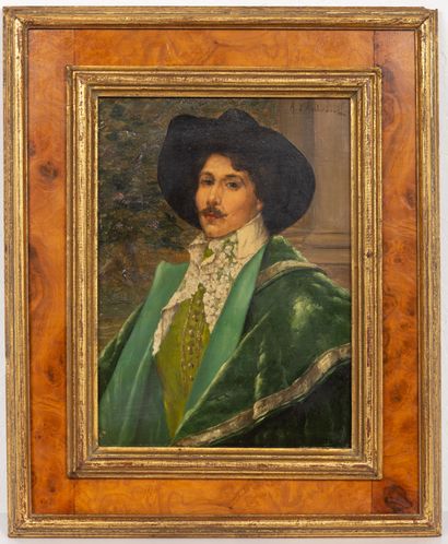 null Alexis D'AMBROSSI (XIX-XX).

Portrait d'homme au chapeau. 

Huile sur panneau,...