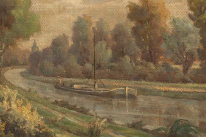 null Eugène MINAULT (1880-1952).

Scène de halage sur le canal latéral à la Loire.

Huile...