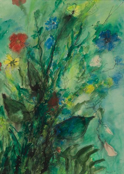 null Jean POLLET (1929).

Fleurs des champs.

Encre et aquarelle sur papier, signée...