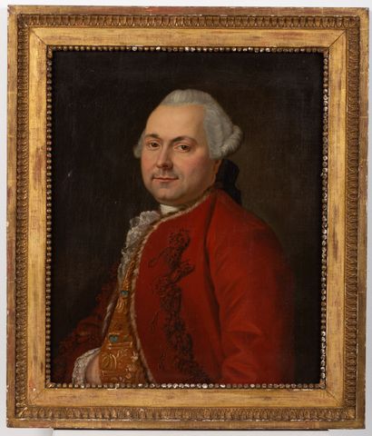 null Ecole française du XVIIIème siècle.

Portrait d'homme à la veste rouge.

Huile...