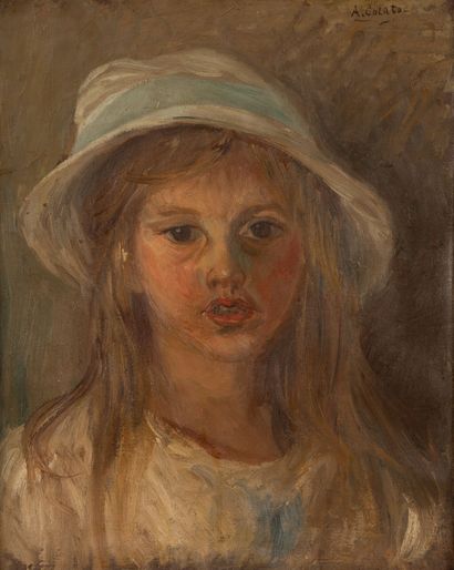 null Arduido COLATO (1880-1954).

Portrait de jeune fille au chapeau.

Huile sur...
