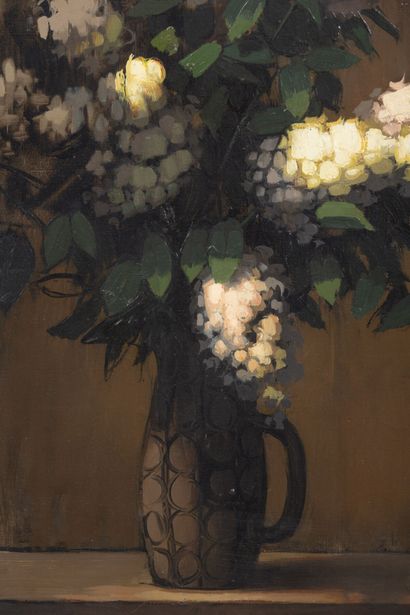 null Alain DEQUET (1920-1980).
Bouquet de lilas.
Huile sur toile, signée en bas à...