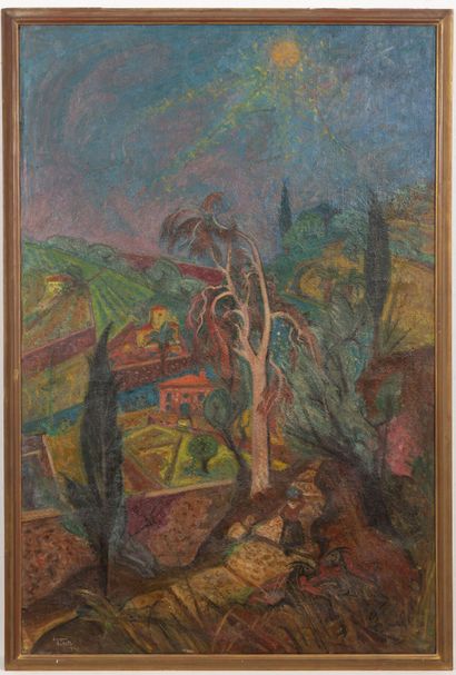 null Jacques LESTRILLE (1904 -1985).
Paysage méditerranéen. 
Huile sur toile, signée...
