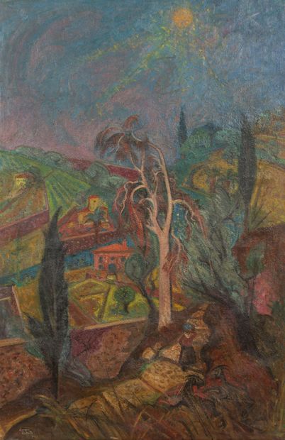 null Jacques LESTRILLE (1904 -1985).
Paysage méditerranéen. 
Huile sur toile, signée...