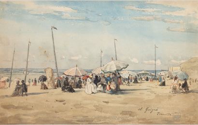 Alexis Eugène GUIGNE (1839-1920). 
La plage...