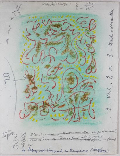 null André MASSON (1896-1987)
Projet pour "Les Erophages"
Pastel, mine de plomb et...