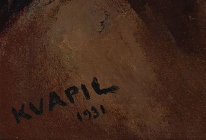 null Charles KVAPIL (1884-1958).
Les arums.
Huile sur toile, signée en bas à droite...
