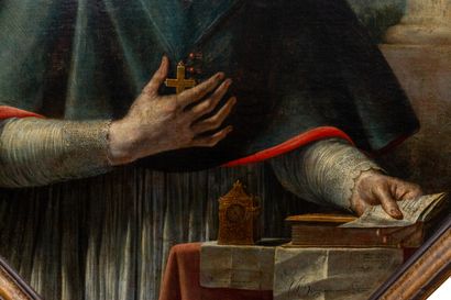 null Ecole française du XVIIème siècle.
Portrait d'un homme d'église.
Huile sur toile...
