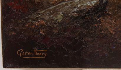 null Gaston THIERY (1922-2013).
Nuit claire à Josnon. 
Huile sur toile, signée en...
