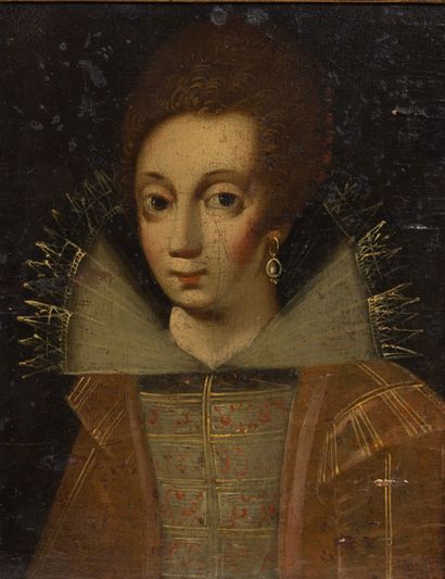 null Ecole FRANCAISE vers 1600, entourage de Jean DUCAYER.
Portrait de femme à la...
