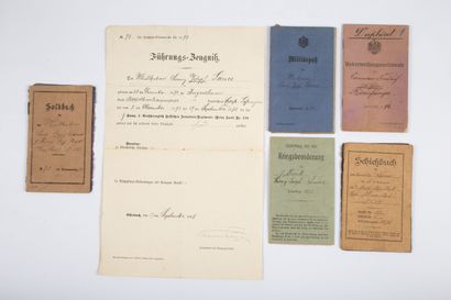 null Documents militaires du même soldat allemand, 1914 .
Lot de cinq livrets militaires...