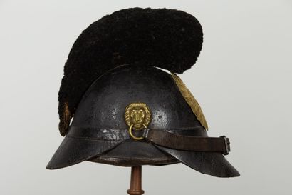 null Casque d'infanterie bavaroise Modèle 1848 Troupe . 
Bombe, visière et couvre-nuque...