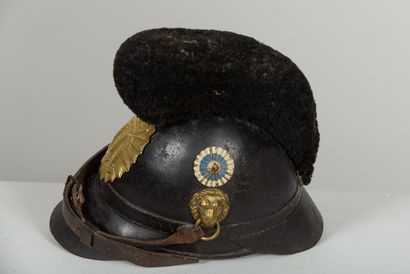 null Casque d'infanterie bavaroise Modèle 1848 Troupe . 
Bombe, visière et couvre-nuque...