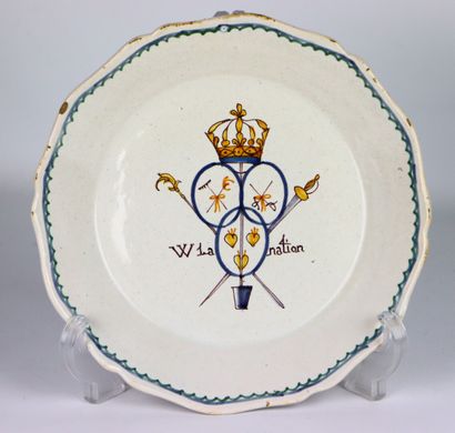 null NEVERS.
Earthenware plate with polychrome revolutionary decoration with the...