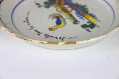 null NEVERS.
Earthenware plate with polychrome revolutionary decoration of a rooster...