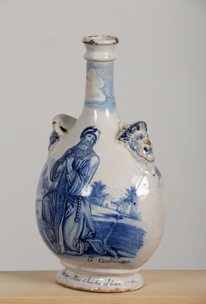 null NEVERS, or school of NEVERS.
Flask with flattened belly out of earthenware with...