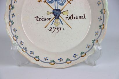 null NEVERS.
Earthenware plate with polychrome revolutionary decoration with the...