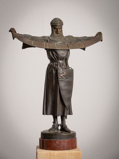 null Emmanuel FREMIET (1824-1910).
CREDO.
Sculpture in bronze with brown patina,...